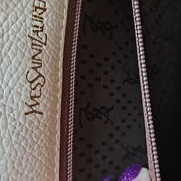 Yves Saint Laurent Vintage Quilted Wave Cream Caviar Leather Clutch Bag EUC - Picture 10 of 12